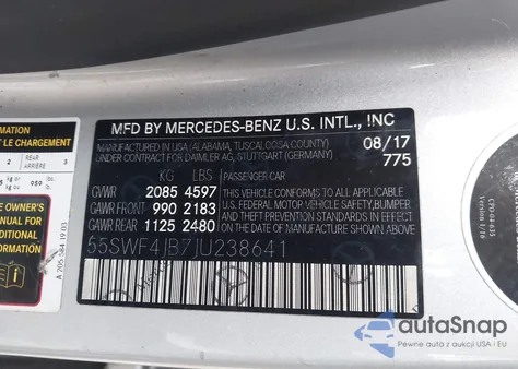 2018 Mercedes-Benz C 300 from USA, damaged, VIN 55SWF4JB7JU238641